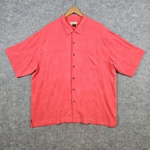 Douglas‎ Lyon Ole Miss Rebels 100% Silk Button Up Shirt Size XXL Coral Salmon